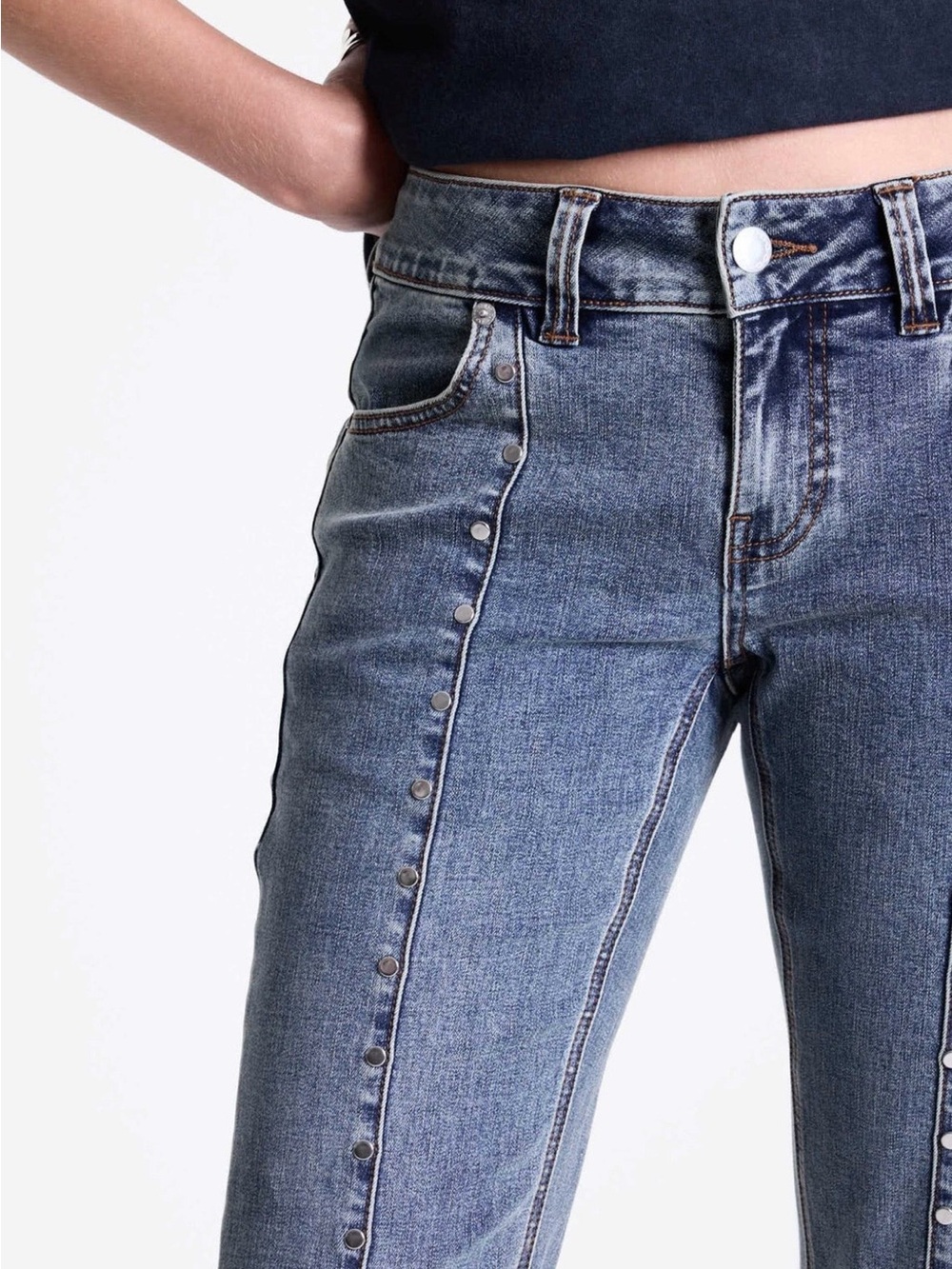 The Ragged Priest RUNAWAY SEAM DETAIL STUDDED FLARE JEANS - Picture 7 of 7